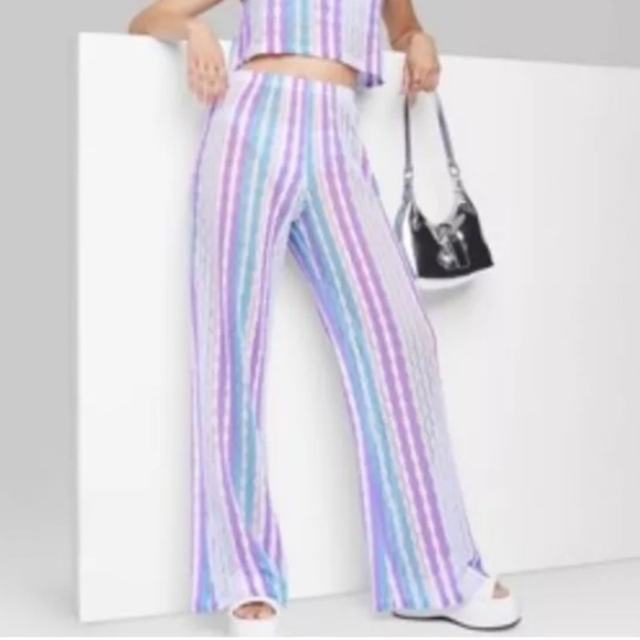 NWT Wild Fable Crocket Knit Wide Leg Pants Swim-cover Size L - Picture 1 of 7